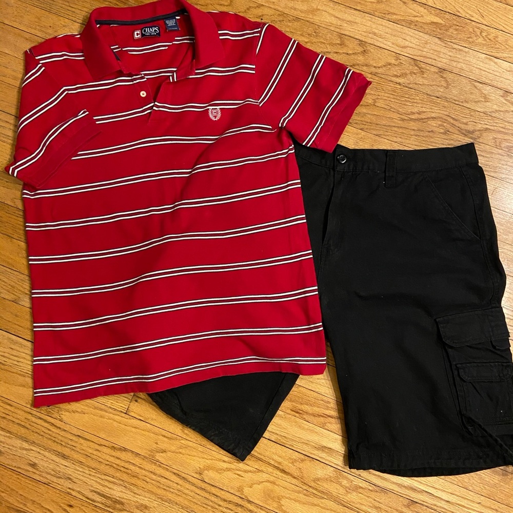 Chaps (XL) Men’s red & white striped polo